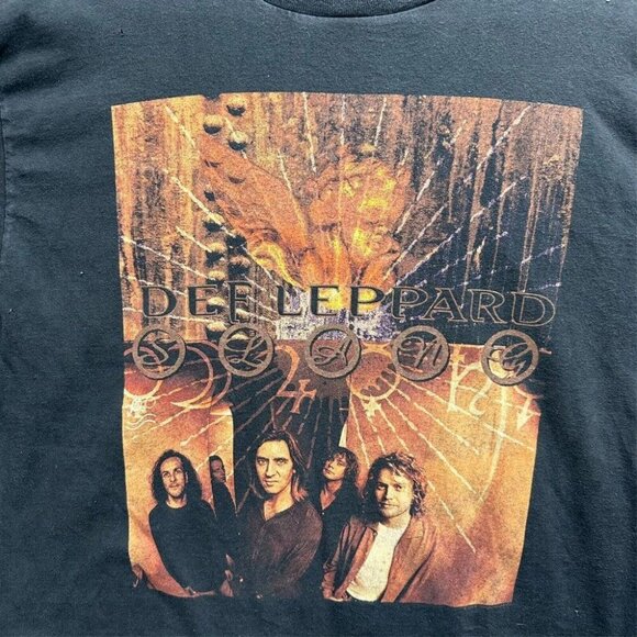 DEF LEPPARD SLANG VINTAGE CONCERT SHIRT ROCK BAND PHOTO FRONT BACK WINGS 1996 XL - Picture 2 of 6